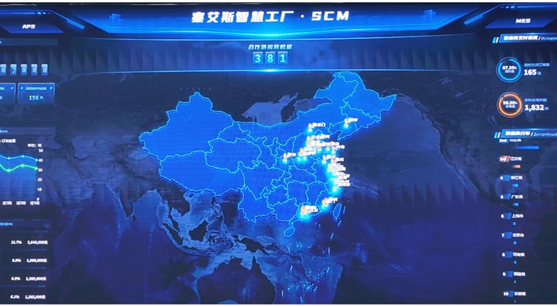 塞艾斯智慧工厂 SCM 供应链数字化管控大屏